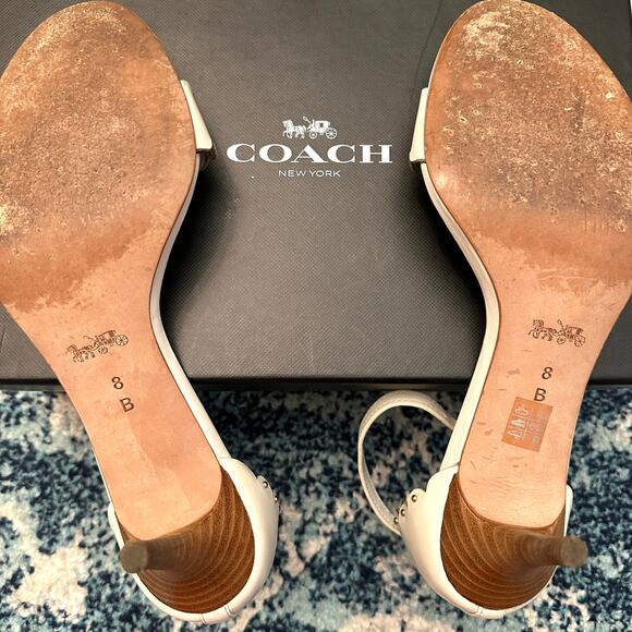 COACH Scalloped Studded Cream High Heels Dress Shoes – Size 8 - Picture 6 of 8